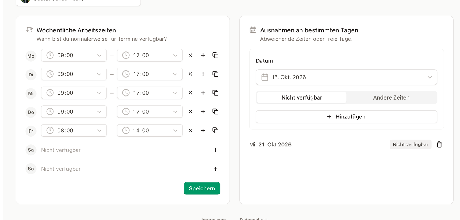 Wöchentliche Arbeitszeiten und Ausnahmen