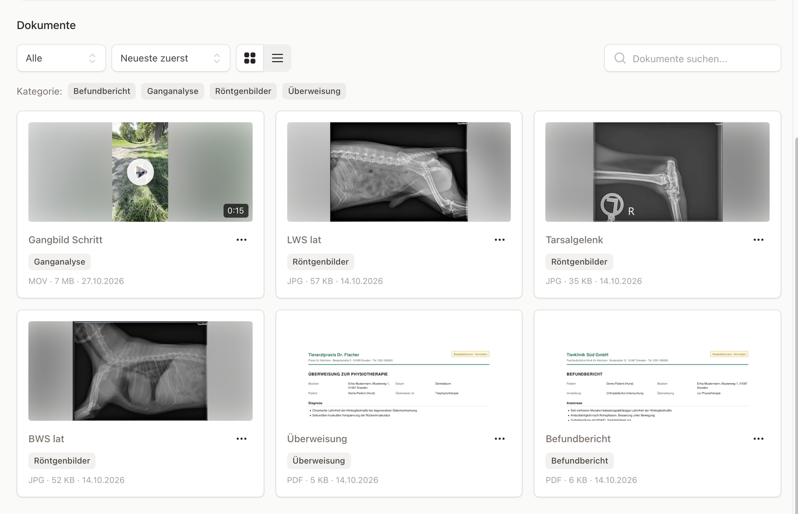Videos in der Tierakte
